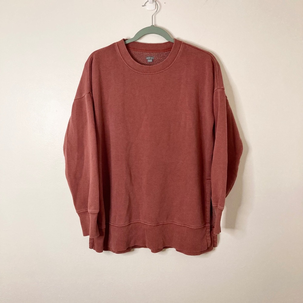 Aerie Womens Oversized Crewneck Sweatshirt Terracotta Red Loungewar Fleece XS